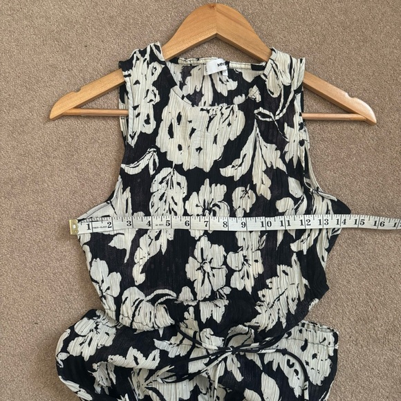 Mango side slit dress in black and white floral print size L - Picture 8 of 12